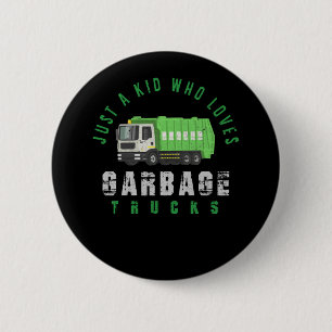 Garbage Truck Kids Boys Recycling Truck 6 Cm Round Badge