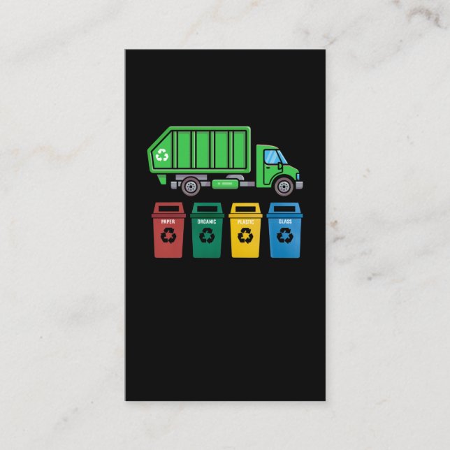 Garbage Truck Kids Boys Recycling Truck Business Card (Front)