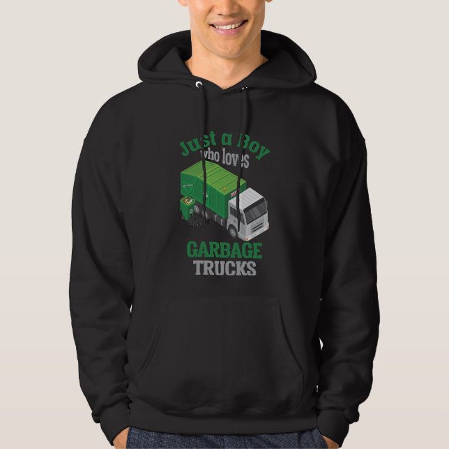 Garbage Truck loving Boy Toddler Cool Recycling Hoodie (Front)