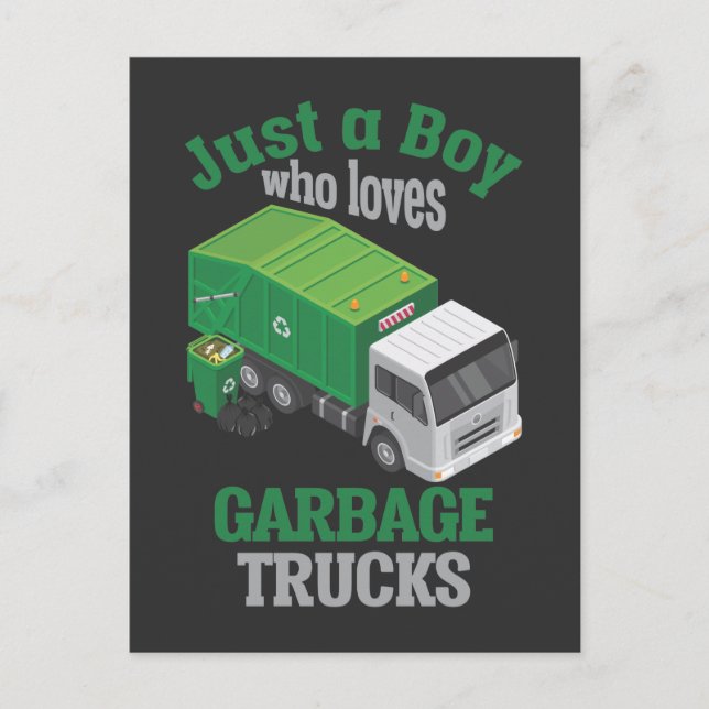 Garbage Truck loving Boy Toddler Cool Recycling Postcard (Front)