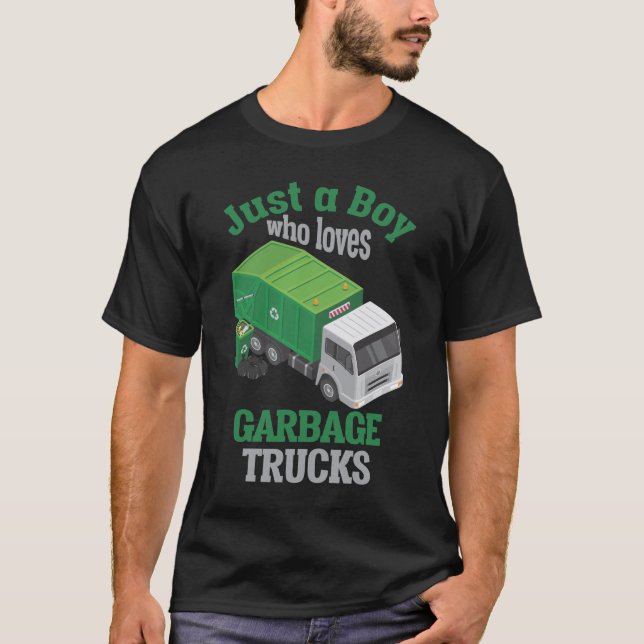 Garbage Truck loving Boy Toddler Cool Recycling T-Shirt (Front)