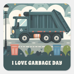 Garbage Truck  Square Sticker