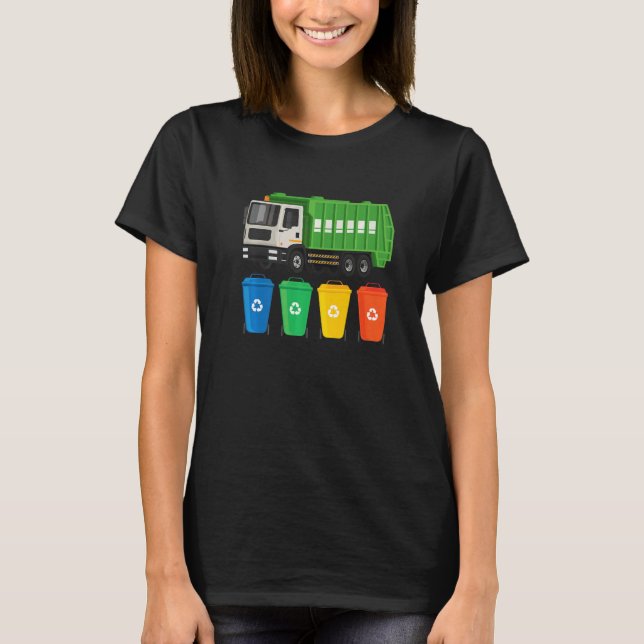 Garbage Truck  Truck Trash Recycling  Waste Manage T-Shirt (Front)