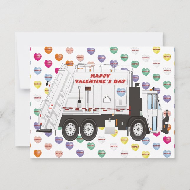 Garbage Truck Valentines Holiday Card (Front)