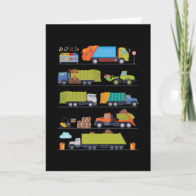 Garbage Trucks Car Kids Boys Girls Card (Front)