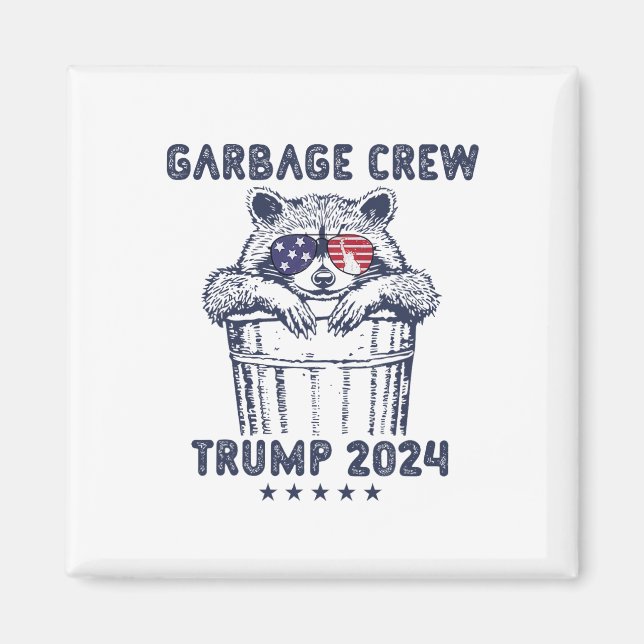 Garbyge Crew Vote Trump 2024 Funny Republican Racc Magnet (Front)