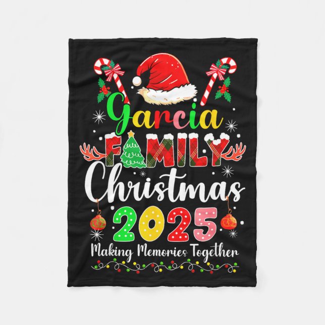 Garcia Family Christmas 2025 Matching Santa Hat Xm Fleece Blanket (Front)