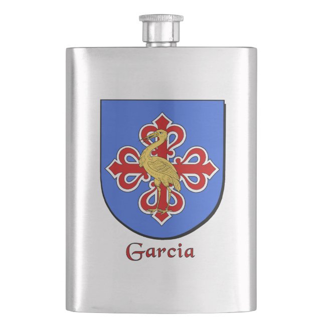 Garcia Heraldic Shield Hip Flask (Front)