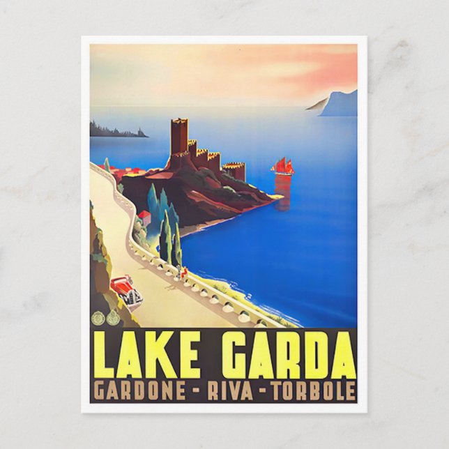Garda Lake Italy vintage travel Postcard (Front)