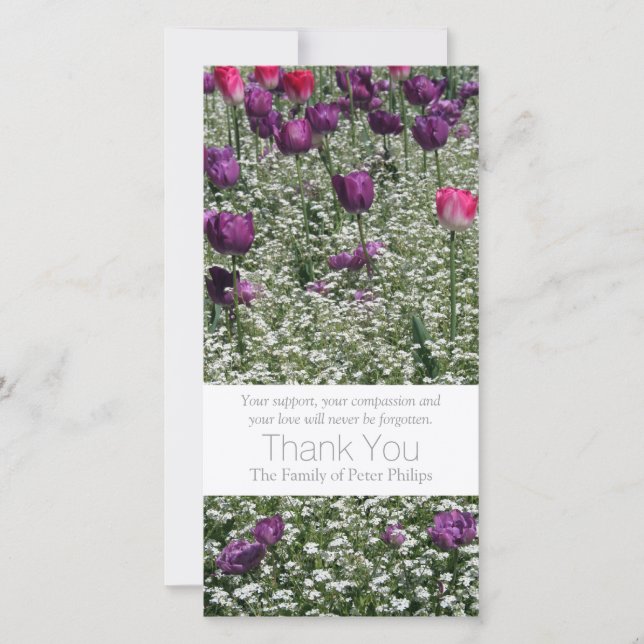 Garden 1 Tulips Sympathy Thank You Photo Card 3 (Front)