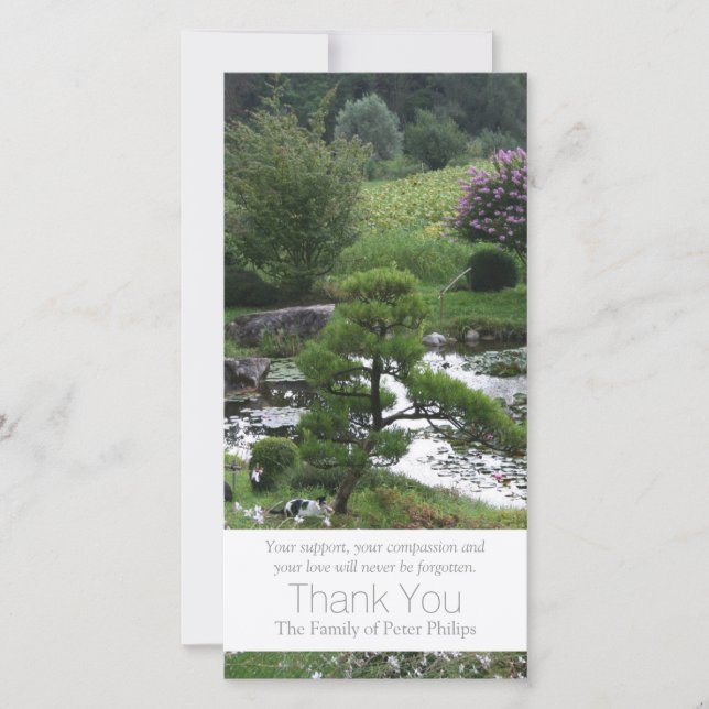 Garden 3 with Cats Sympathy Thank You 3 Card (Front)