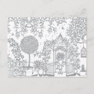 garden adult colouring postcard gift