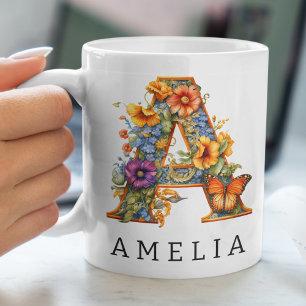 Garden Alphabet Letter A Monogram Coffee Mug