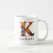 Garden Alphabet Letter K Monogram Coffee Mug