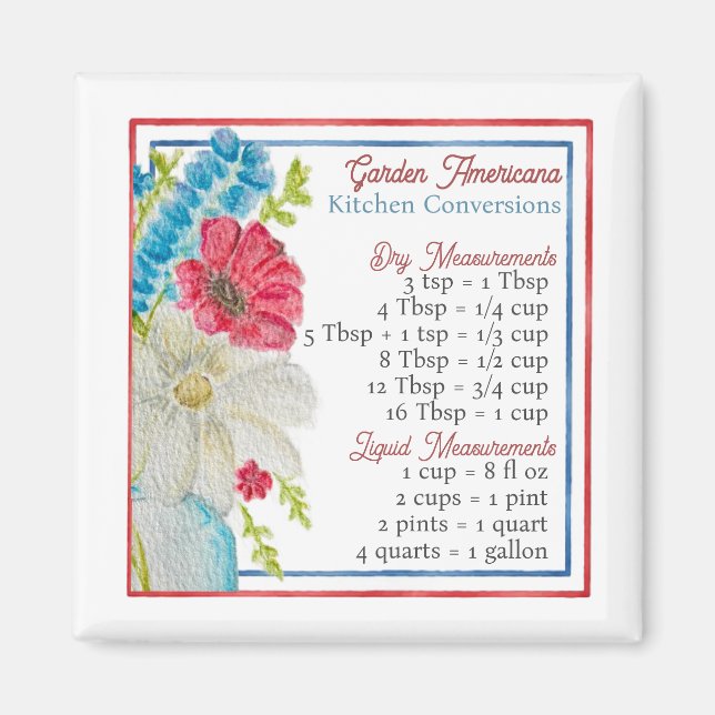 Garden Americana Kitchen Conversion Chart Magnet (Front)