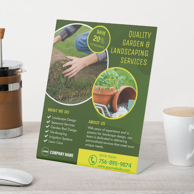 Garden And Landscaping Custom Services Pedestal Sign (In SItu)