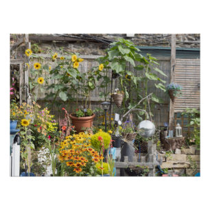 Garden and Narrow boat Poster