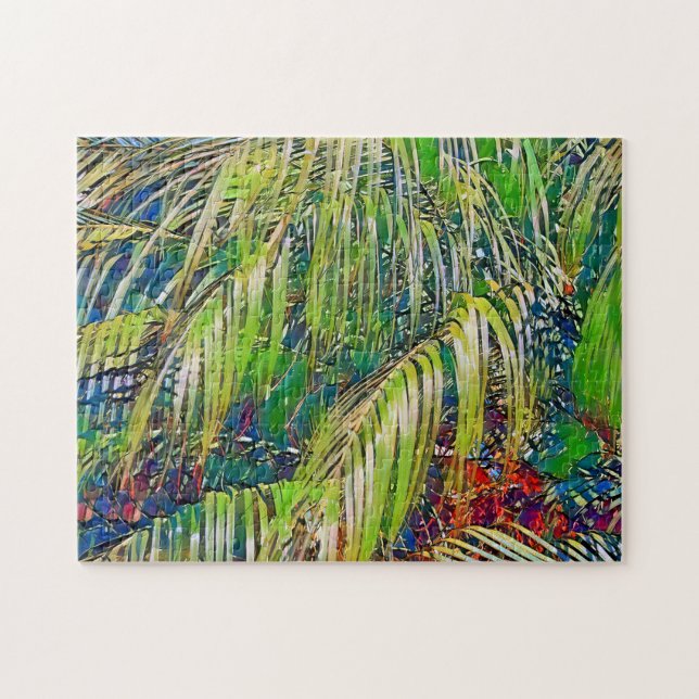 Garden and Palm Tree Tropical Art Puzzle (Horizontal)