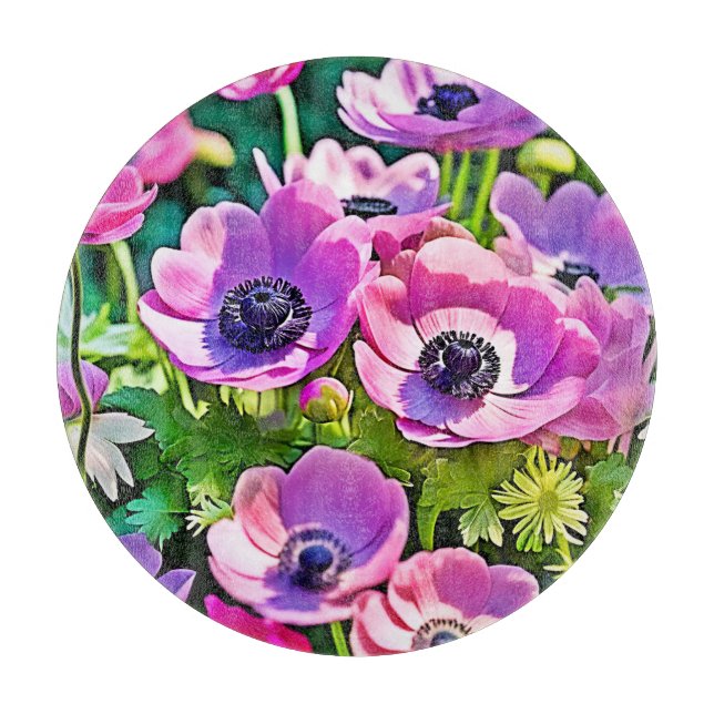 Garden Anemone Mix Design Cutting Board (Front)