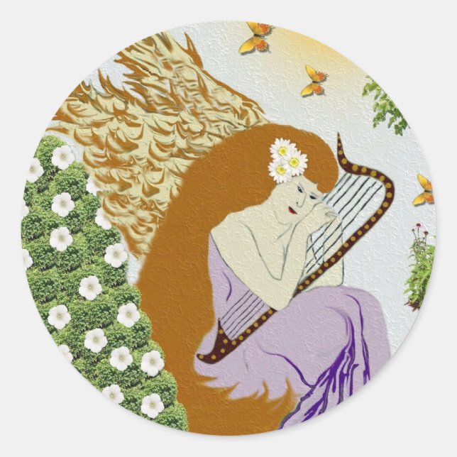 Garden Angel Classic Round Sticker (Front)