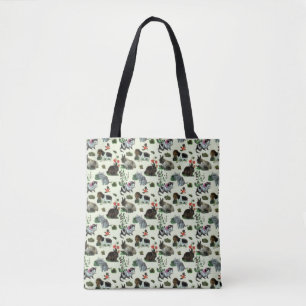 Garden Animals Rabbit Cat Dog Flowers Tote Bag