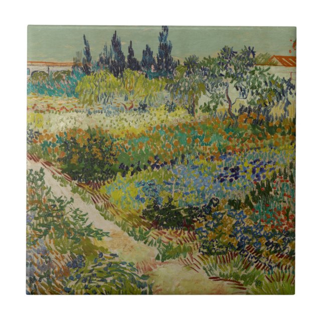 Garden at Arles by Vincent Van Gogh Tile (Front)