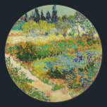 Garden at Arles | Vincent van Gogh Classic Round Sticker<br><div class="desc">Garden at Arles (1888) by Dutch post-impressionist artist Vincent van Gogh. Original artwork is an oil on canvas depicting a lush landscape of colourful flowers. 

Use the design tools to add custom text or personalise the image.</div>