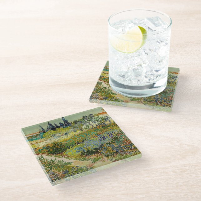 Garden at Arles | Vincent van Gogh Glass Coaster (Angled)