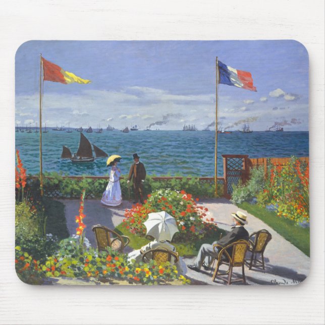 Garden At Saint Adresse Painting By Claude Monet Mouse Mat (Front)