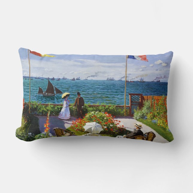 Garden at Sainte-Adresse, 1867 Claude Monet Lumbar Cushion (Front)