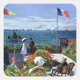 Garden at Sainte-Adresse by Claude Monet Square Sticker