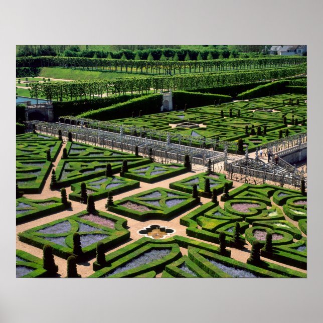 Garden at Villandry Chateau, Indre-et-Loire, Poster (Front)