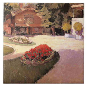 Garden at Yerres, fine art painting, Tile