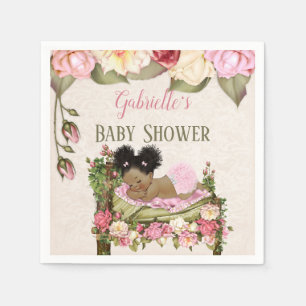 Garden Baby Shower Bed Roses Girl Pink Ivory Napkin