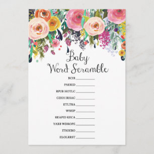 Garden Baby Shower Game w answer back 5x7 size Invitation
