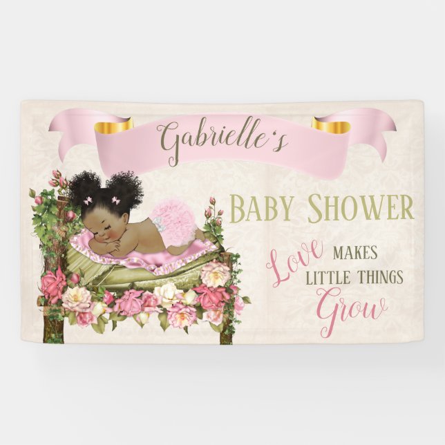 Garden Baby shower Girl Sleeping Bed of Roses Banner (Horizontal)