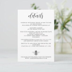 Garden Bee Wedding Enclosure Card
