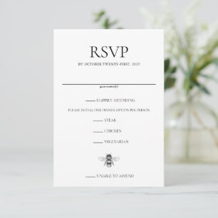 Garden Bee Wedding RSVP Card