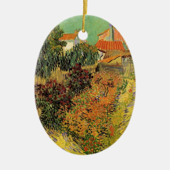 Garden Behind a House by Vincent van Gogh Ceramic Tree Decoration (Front)