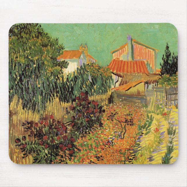 Garden Behind a House by Vincent van Gogh Mouse Mat (Front)