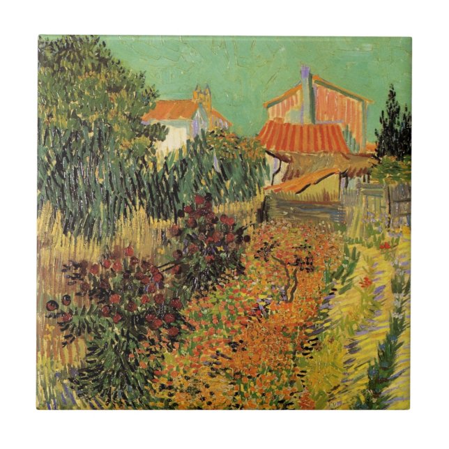 Garden Behind a House by Vincent van Gogh Tile (Front)