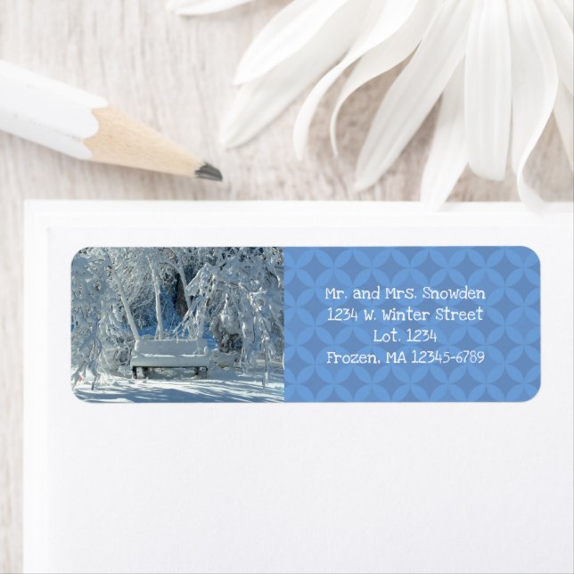 Garden Bench In The Snow / Blue Pattern / Winter / (Insitu)