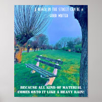  Garden Bench Quote Blue Autumn Sky Fall Trees Art