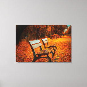 Garden Benches in the Autumn Canvas Print
