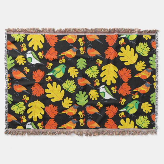 Garden Bird Home Decor Print Throw Blanket (Front)