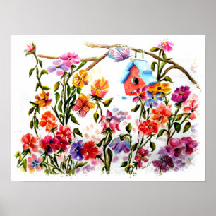 Garden Bird House Poster