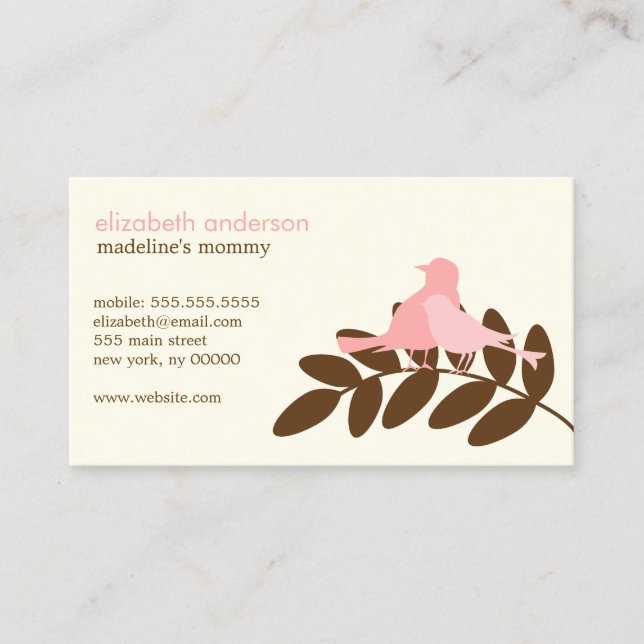 Garden Bird Silhouettes Calling Card (Front)