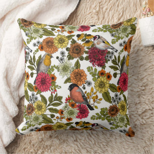 Garden birds and flowers 1 cushion