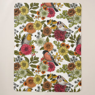 Garden birds and flowers 1 sherpa blanket