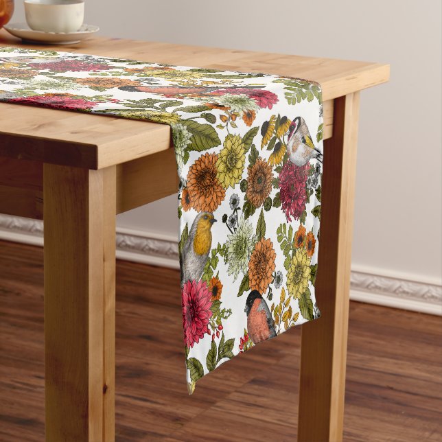 Garden birds and flowers 1 short table runner (In Situ)